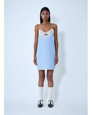Miu Miu Striped Slip Mini Dress - Blue