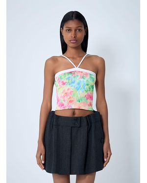 Prada Rib Floral Print Top - White