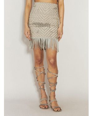 Isa Boulder Chevron-Weave Mini Skirt - Natural