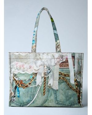 Acne Studios Logo Print Tote Bag - Blue