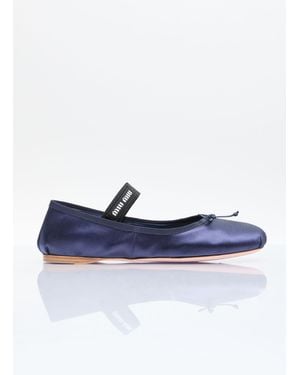 Miu Miu Satin Bow Ballerina Flats - Blue