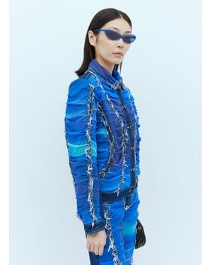 PAULA CANOVAS DEL VAS Mesh Construction Denim Jacket - Blue