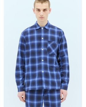 Tekla Plaid Pajama Shirt - Blue