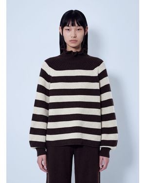Max Mara Ribbed Stripe Knit Sweater - Blue