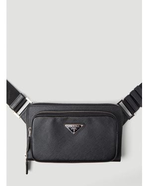 Prada Logo Motif Woven Beltbag - Black