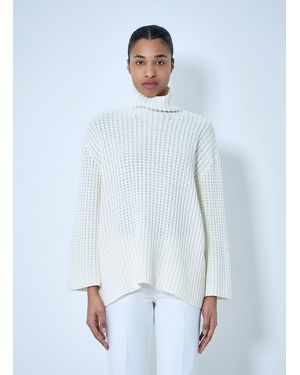TOTEME Waffle Knit Turtleneck Jumper - White