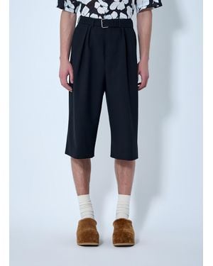 Dries Van Noten Pleated Wool Knee-Length Trousers - Blue