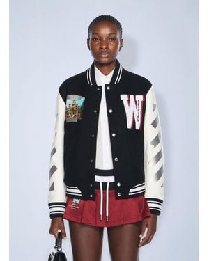 Off-White c/o Virgil Abloh Wo Soundsystem Varsity Jacket - White
