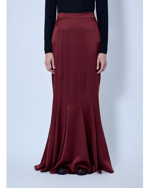 Max Mara Satin Maxi Skirt - Red