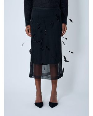 Jil Sander Feather Embroidery Skirt - Blue