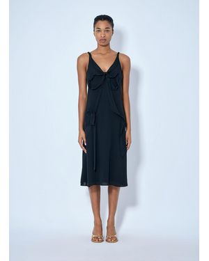 Acne Studios Silk Midi Dress With Bow - Blue