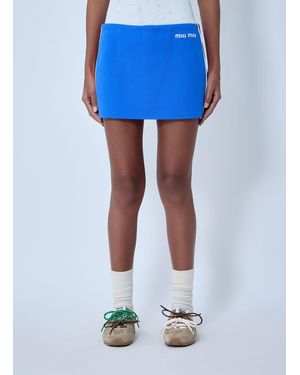 Miu Miu Logo Motif Mini Skirt - Blue