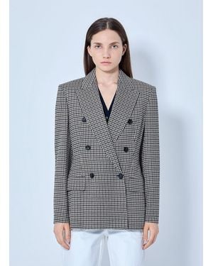 Max Mara Double-breasted Houndstooth Blazer - Grey