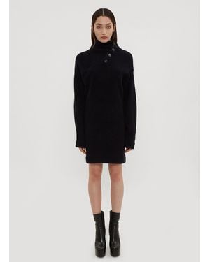 Atlein Asymmetrical Neck Jumper Dress - Black