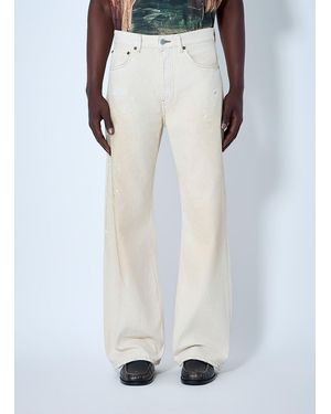 Acne Studios Paint-Splatter Wide-Leg Denim Jeans - White