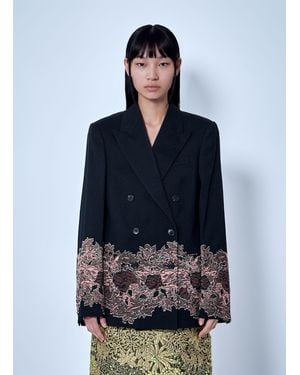 Dries Van Noten Embroidered Double-Breasted Blazer - Blue