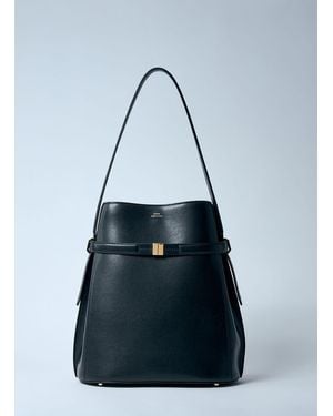 TOTEME Leather Belted Bucket Bag - Blue
