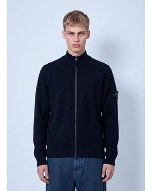 Stone Island Zip-Up Knit Cardigan - Blue