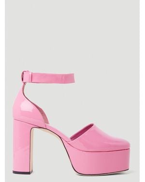 BY FAR Barb Lipstick Platform Heels - Pink