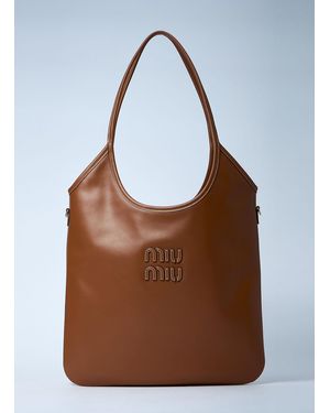 Miu Miu Ivy Leather Shoulder Bag - Brown