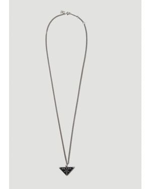 Prada Triangle Logo Necklace - Black