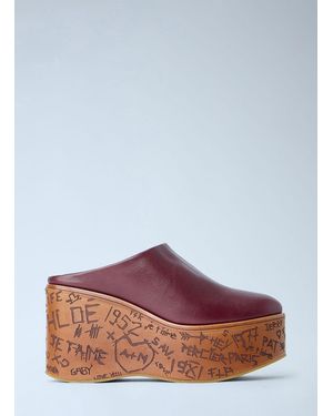 Chloé Chloé Maxime Wedge Mules - Red