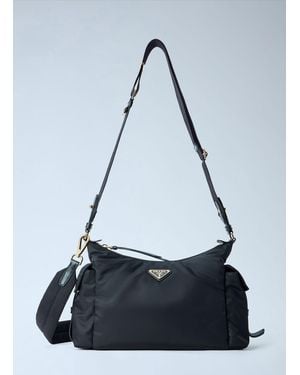 Prada Explore Large Re-Nylon And Leather Shoulder Bag - Blue
