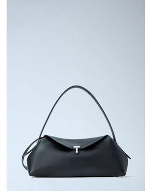 TOTEME T-Lock Grained-Leather Shoulder Bag - Blue