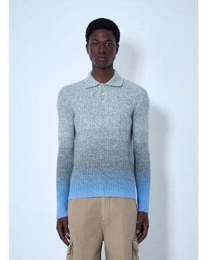 ERL Ribbed Knit Polo Jumper - Blue