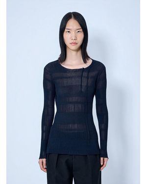 Yohji Yamamoto Rib Tuck D Round Neck Top - Blue