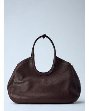 Miu Miu Ivy Nappa Leather Shopping Bag - Brown