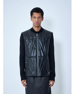 Moncler Rick Owens Geocamo Flight Leather Hooded Gilet - Blue