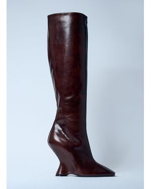 Dries Van Noten Leather Wedge Boots - Brown