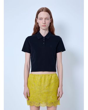 Saint Laurent Cassandre Cropped Polo Shirt - Blue