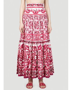 Dolce & Gabbana Majolica Print Maxi Skirt - Red