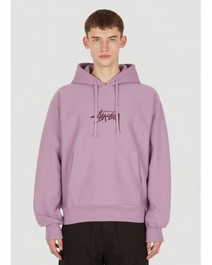 Stussy Logo Embroidery Hooded Sweatshirt - Purple