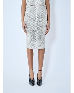 Alexander Wang Snake-Print Embossed Midi Skirt - Blue