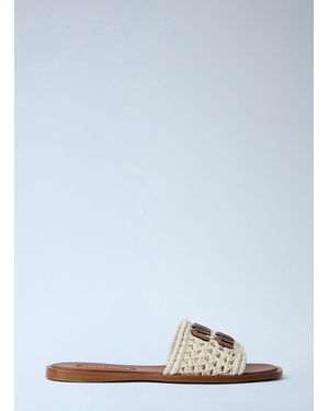 Miu Miu Crochet Slide Sandals - White