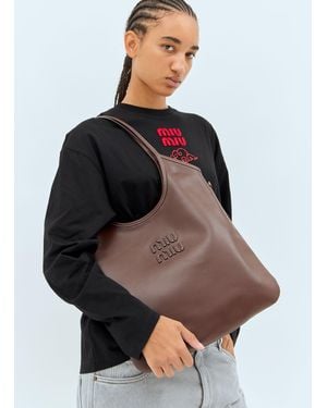 Miu Miu Ivy Leather Tote Bag - Grey
