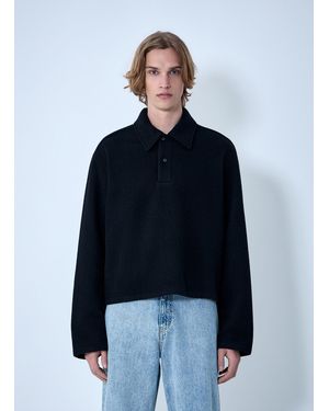 Rier Wool Blend Polo Sweater - Blue