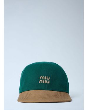 Miu Miu Logo Motif Baseball Cap - Green