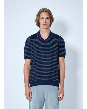 Miu Miu Striped V-Neck Polo Shirt - Blue