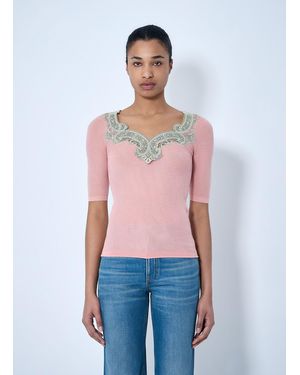 Chloé Chloé Embroidered Neckline Knit Top