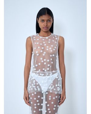 Cecilie Bahnsen Embroidered Sheer Overlay Dress - White