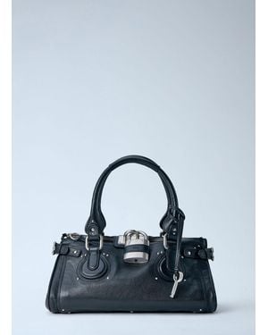 Chloé Paddington Full-Grain Leather Shoulder Bag - Blue