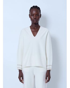 Max Mara V-Neck Knit Top - White