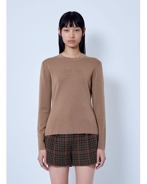 Max Mara Embroidered Logo Knit Sweater - Brown