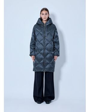 Max Mara Quilted Hooded Coat - Blue