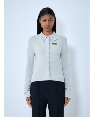 Chloé Logo Cardigan - White