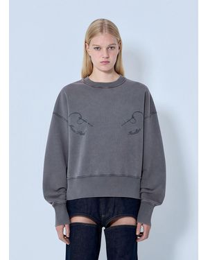 Jean Paul Gaultier Fleece Embroidered Sweatshirt - Grey
